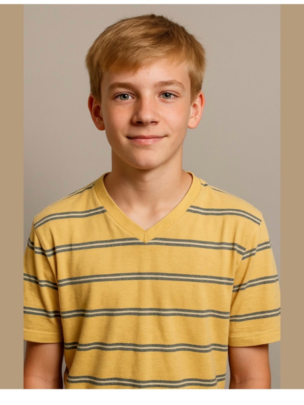 Urban Outfitters Yellow and Gray Striped V-Neck Tee